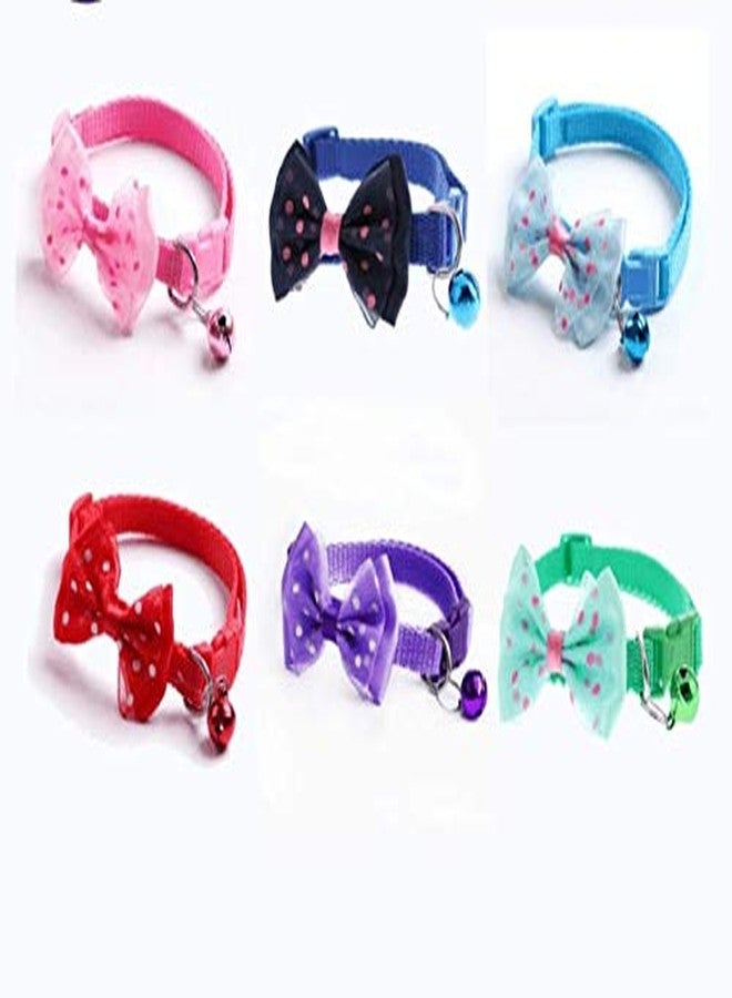 Litvibes Cat Collars Set of 2 Breakaway with Bell & Bow,Kitten & Small Dogs Soft Adjustable Collar Safe,Solid & Protection for Cats & Puppies,Cute Kitty Neckband with Bow Design- (Random Colors) - Image 1