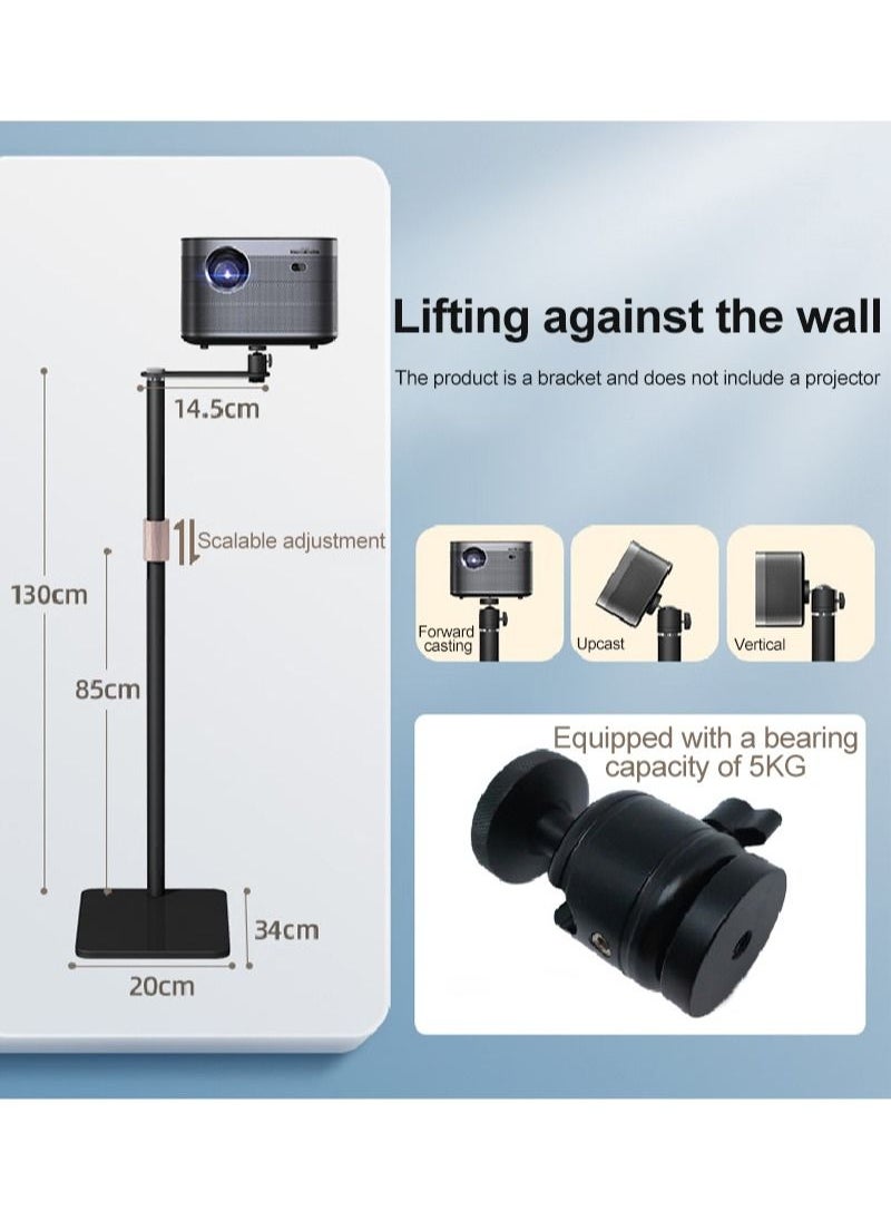 FlashHawk - Floor Projector Stand,Adjustable Height 85 to 130 cm Projector Stand with Metal Gimbal for Outdoor/Office/Home/Stage or Studio - Image 1