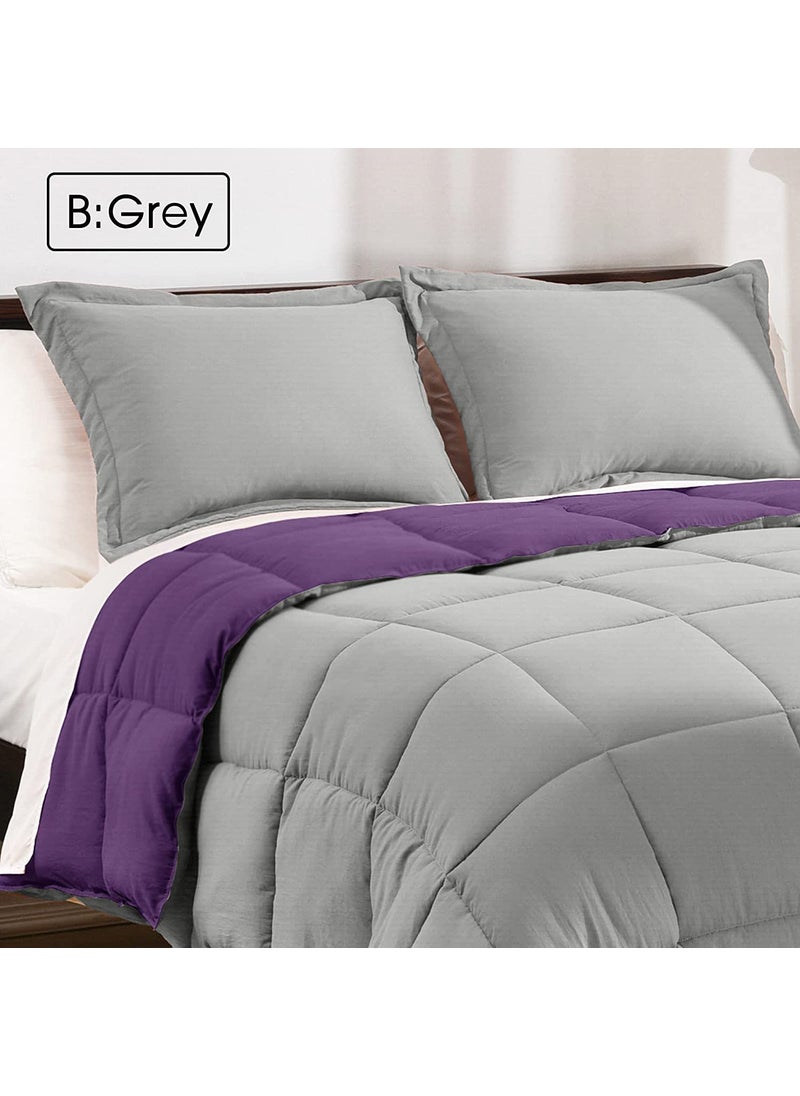 PUM PUM PumPum Microfibre 250GSM Reversible King Size Comforter Purple Grey100 90 Inch  - Image 5
