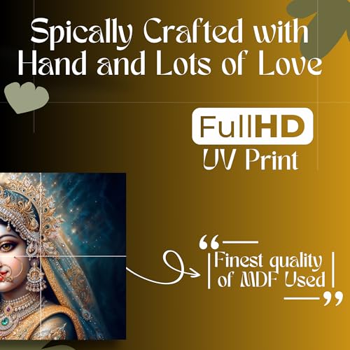 Nozvera 8 Pcs Radha Krishna MDF Wall Painting, UV Sparkle Laminated, 24x48 Inch Panel Art for Living Room & Home Decor - Image 2