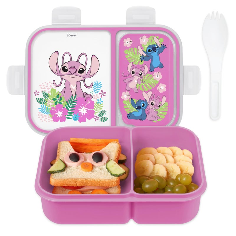 Disney Bento Box LeakProof Kids Lunch Box with Divided Compartments  Detachable Spork  Mickey  Minnie Stitch  Winnie the Pooh BPA Free Toddler Bento Box