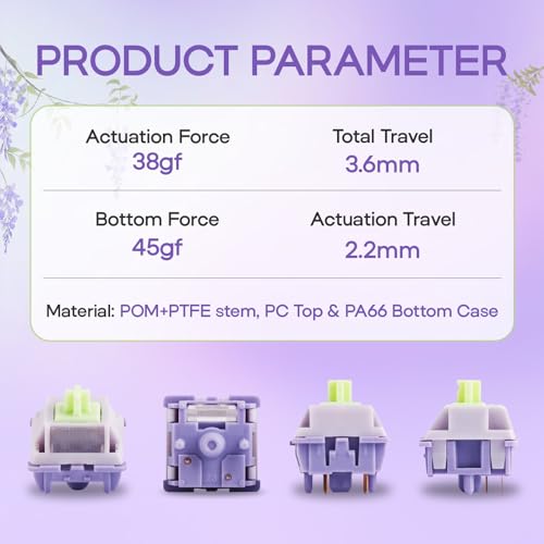 EPOMAKER Wisteria V2 Linear 38gf Keyboard Switches Set, with Light Diffuser, Pre-lubed, 5 Pin Creamy Switch, 35 Pieces for Mechanical Gaming Keyboards - Image 3