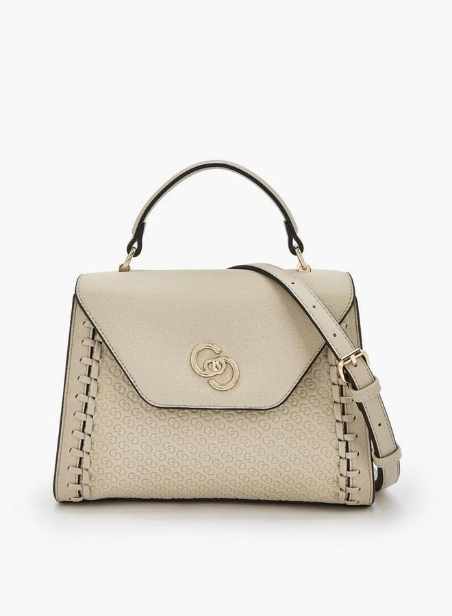 Textured Satchel Bag With Twist Lock Closure
