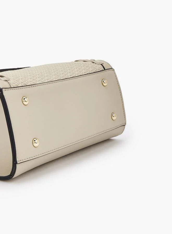 Celeste BEIGE Textured Satchel Bag With Twist Lock Closure for Women | Best Price UAE
