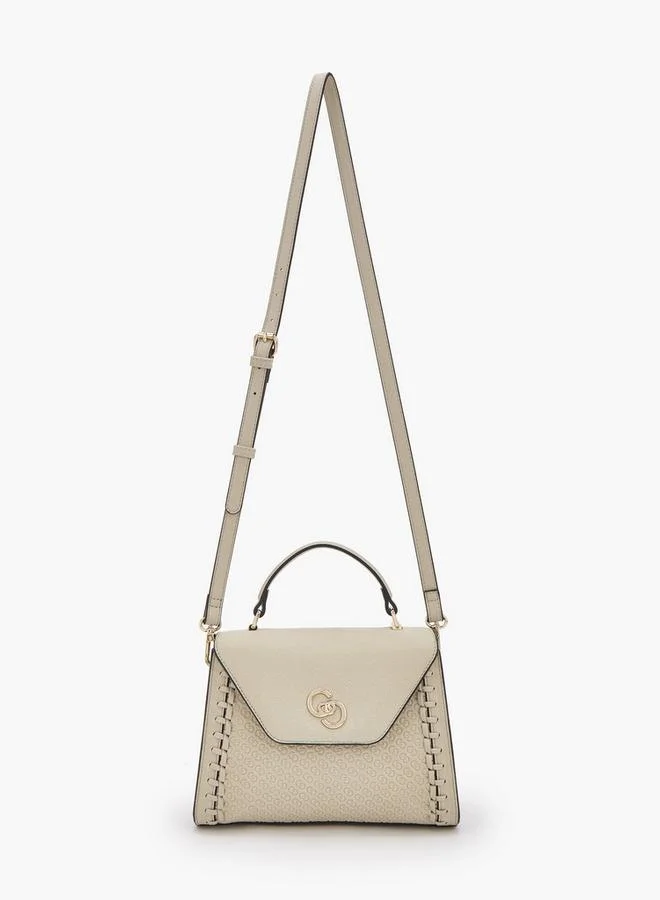 Celeste BEIGE Textured Satchel Bag With Twist Lock Closure for Women | Best Price UAE