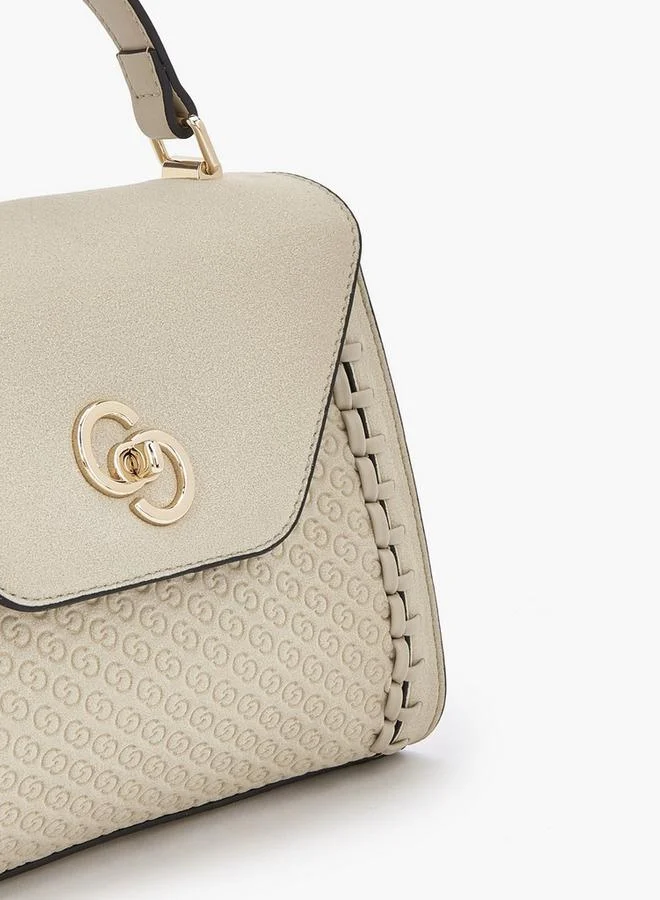 Celeste BEIGE Textured Satchel Bag With Twist Lock Closure for Women | Best Price UAE
