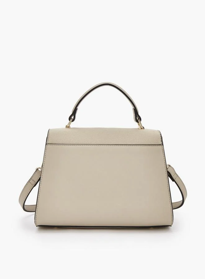 Celeste BEIGE Textured Satchel Bag With Twist Lock Closure for Women | Best Price UAE