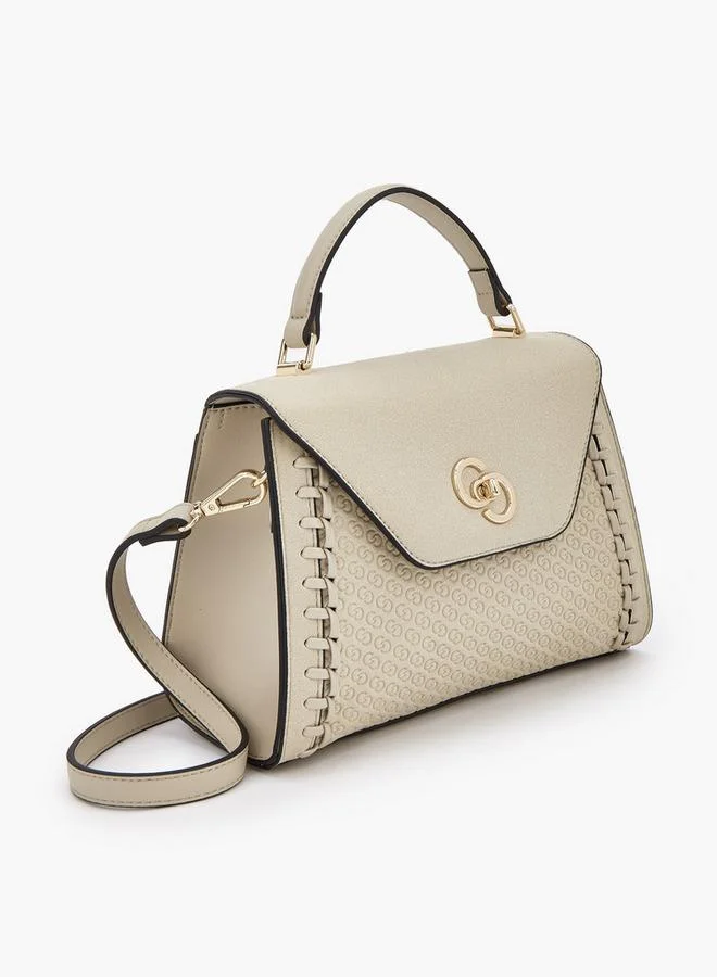 Celeste BEIGE Textured Satchel Bag With Twist Lock Closure for Women | Best Price UAE