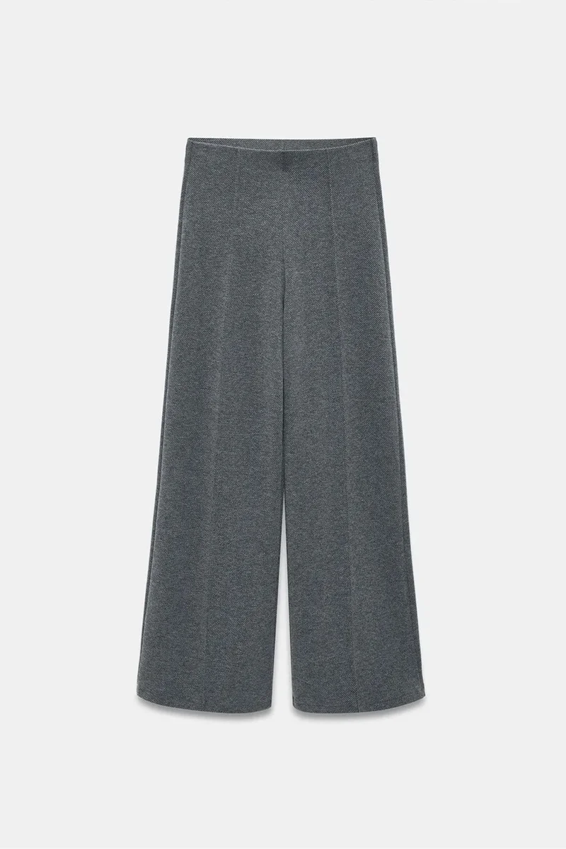 Dilvin Charcoal Grey DILVIN Women's Mid-waist Wide-leg Woven Trousers for Women | Best Price UAE