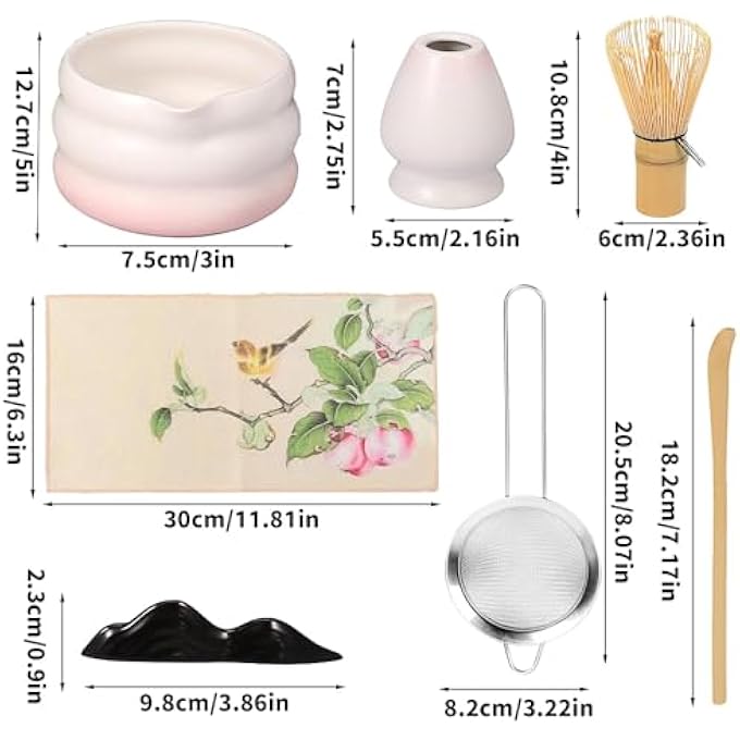 YANGUN 7Pcs Matcha Whisk Set Matcha Tea Set With Bamboo Whisk Ceramic Bowl Scoop  Holder Complete Matcha Making Kit Reusable Matcha Making Kit For Traditional Japanese Tea Ceremony - Image 3
