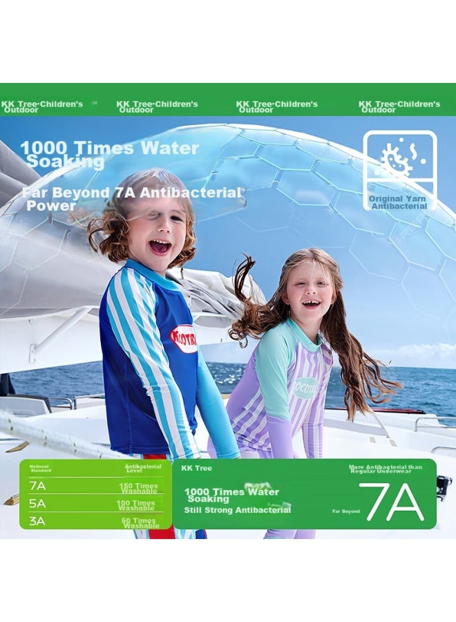 Kocotreekk Children's Swimwear, Girls' Two-piece Swimsuit, Class A Boys' And Girls' Long-sleeve Sun Protection Swimwear, For Older Children - Image 5
