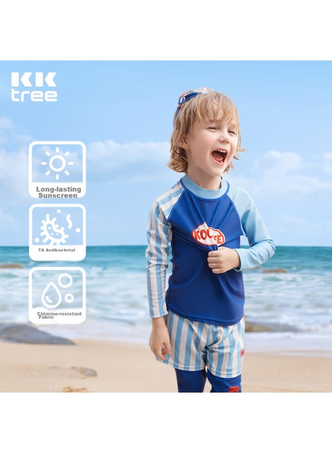 Kocotreekk Children's Swimwear, Girls' Two-piece Swimsuit, Class A Boys' And Girls' Long-sleeve Sun Protection Swimwear, For Older Children - Image 1
