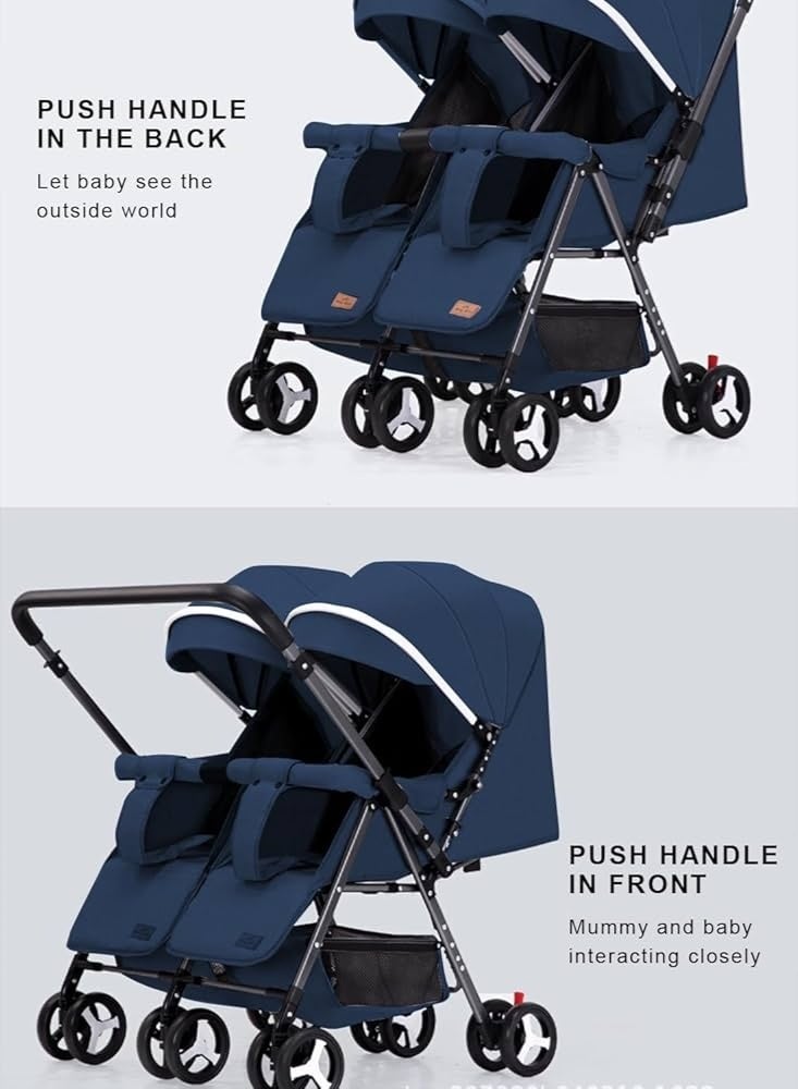عربة أطفال مزدوجة جنبًا إلى جنب مناسبة لطفلين/حديثي الولادة حتى حوالي 24 شهرًا، بإطار خفيف الوزن للتوأم - Image 5