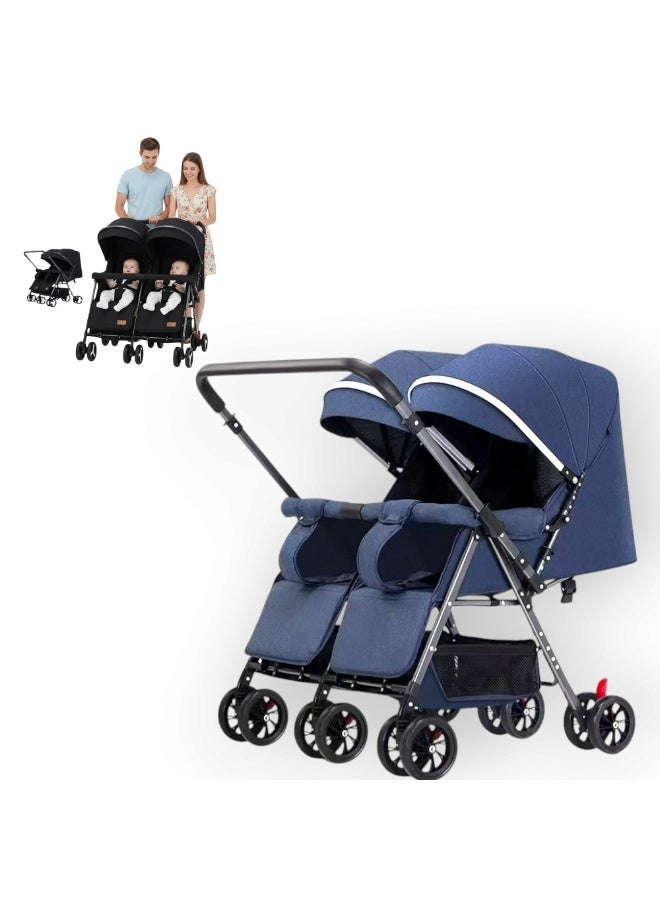 عربة أطفال مزدوجة جنبًا إلى جنب مناسبة لطفلين/حديثي الولادة حتى حوالي 24 شهرًا، بإطار خفيف الوزن للتوأم - Image 2