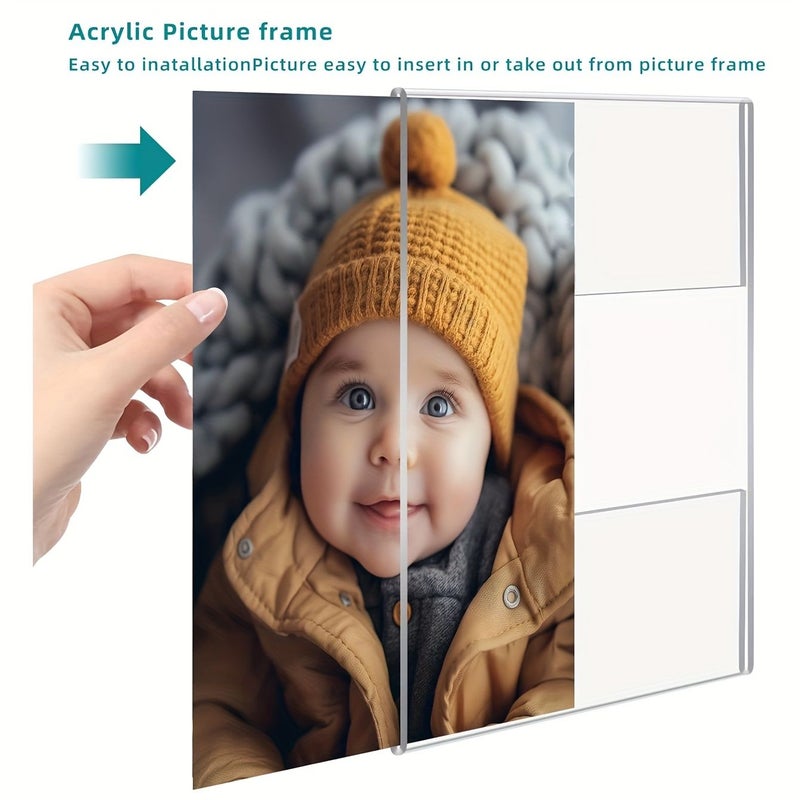 Set Of 2 Transparent Acrylic Photo Frames 4x6 Floating Wall Mounted - Image 5