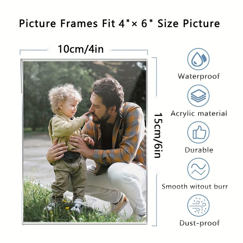 Set Of 2 Transparent Acrylic Photo Frames 4x6 Floating Wall Mounted - Image 3