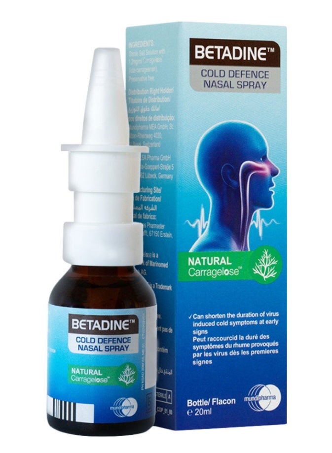Betadine Cold Defence Nasal Spray 20ml | Helps Reduce Cold & Flu Symptoms, Soothes Nasal Passages, Daily Protection - Image 1