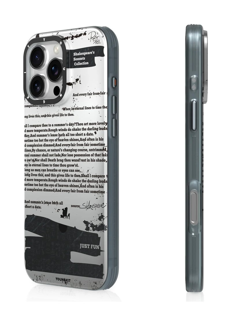 يونج كيت جراب Shakespeare لهاتف iPhone 16 Pro – تصميم أدبي خالد مع نمط طباعة رجعي - Image 2
