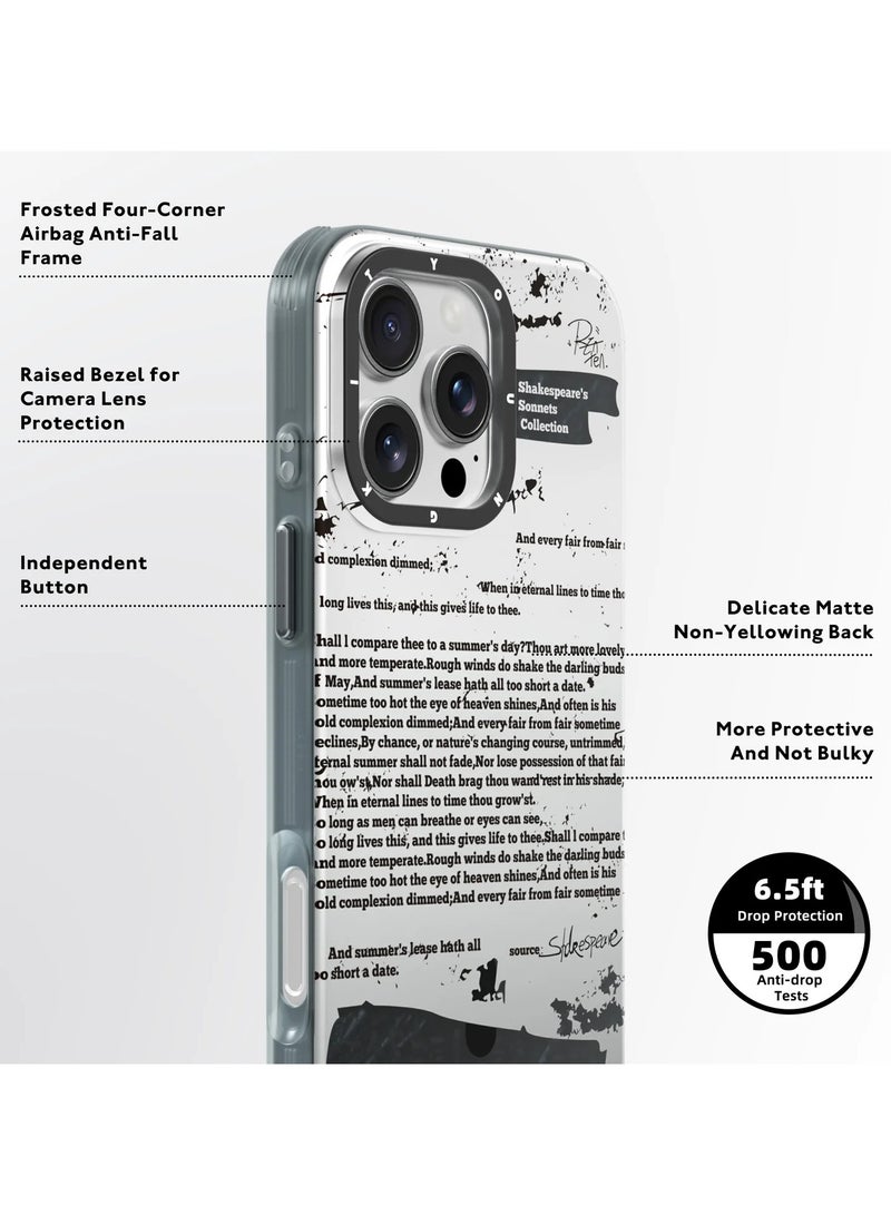 يونج كيت جراب Shakespeare لهاتف iPhone 16 Pro – تصميم أدبي خالد مع نمط طباعة رجعي - Image 4
