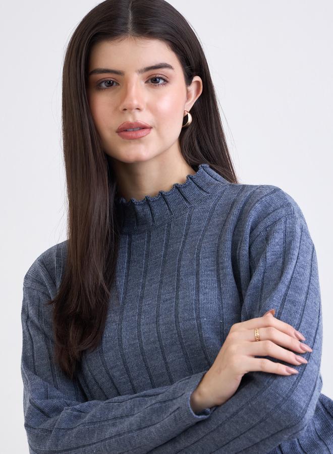 ستايلي طقم منسق من بنطال وسويتر محبوك بتفاصيل مضلعة - Image 3