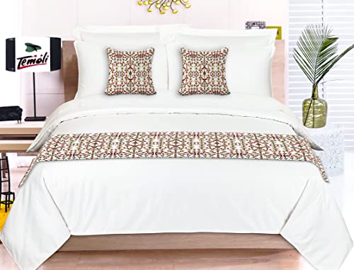 Temoli® Bed Runner with Reversible Cushion Cover Decorative Scarf for Bedroom Hotel Wedding Room 18x90 in,16x16 in. (White) - Image 1