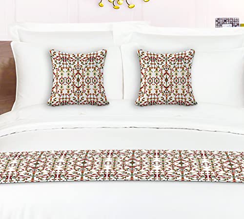 Temoli® Bed Runner with Reversible Cushion Cover Decorative Scarf for Bedroom Hotel Wedding Room 18x90 in,16x16 in. (White) - Image 2