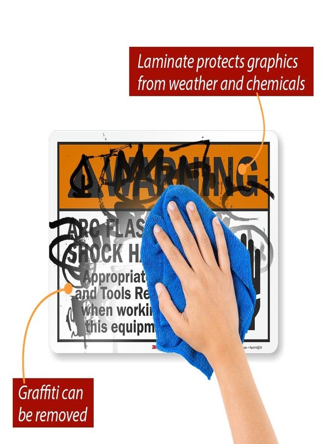SmartSign 3M Engineer Grade Reflective Label, Legend "Warning: Arc Flash and Shock Hazard PPE Required" with Graphic, 10" high x 14" wide, Black/Orange on White - Image 2