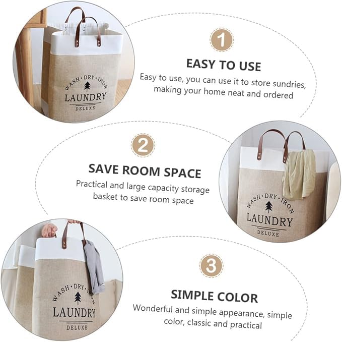 MAPPLE CREATION Dirty Laundry Basket Fabric Dirty Laundry Basket Foldable Storage Basket Fabric Waterproof Laundry Basket Cotton And Linen Laundry Basket Bathroom Clothes Organizer Cleaning Products For Laundry - Image 5