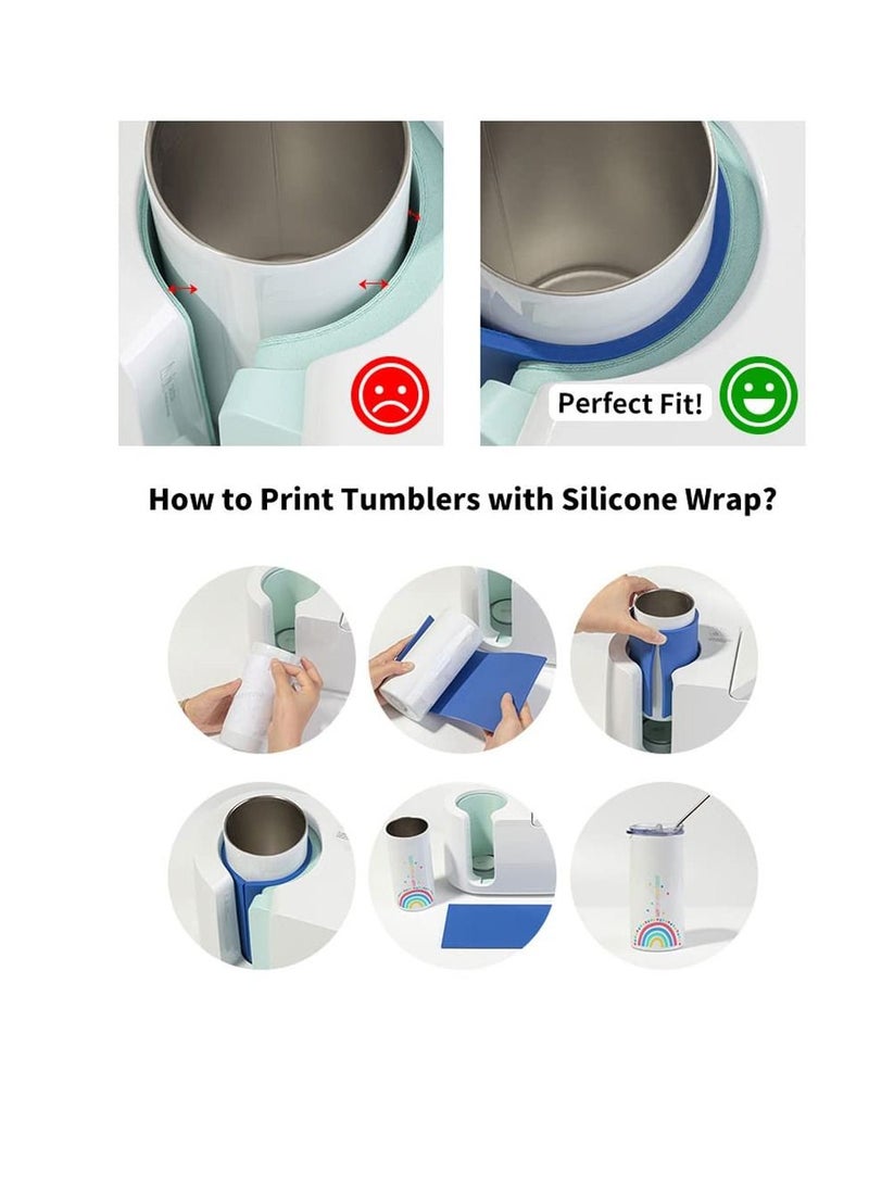 Excefore 3 Pcs Silicone Mug wrap Wrap Sleeve, Sublimation Tumblers Wrap for Cricut Mug Press, Suitable for Mug Cup Press Machine Tumbler Heat Press Attachment (Blue, 9.8x4.8") - Image 5