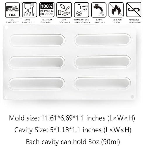 OCPO KITCHEN Eclair Silicone Mold for Baking Mousse Cake Dessert Pastry Chocolate, Ice Cream Mould, Cake Decoration Mold, Fashion Eclair Shape (6-Cavity) - Image 2