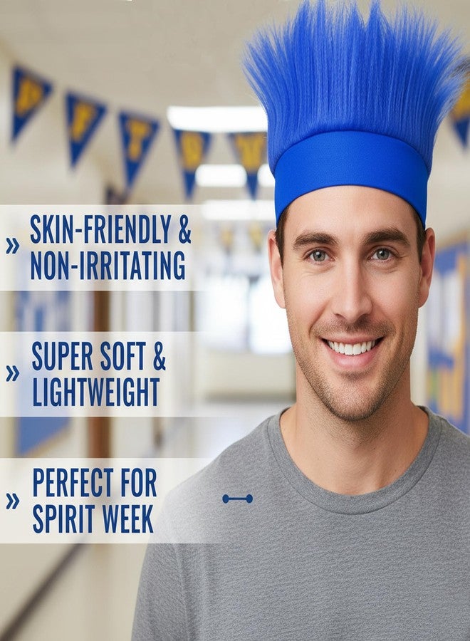 Popuid 6Pcs Hairy Headbands Flowy Troll Crazy Hair - Spirit Week Accessories Cheering Headwear Costume Adult (Blue) - Image 4