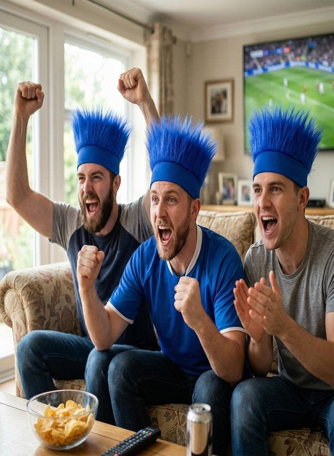 Popuid 6Pcs Hairy Headbands Flowy Troll Crazy Hair - Spirit Week Accessories Cheering Headwear Costume Adult (Blue) - Image 5