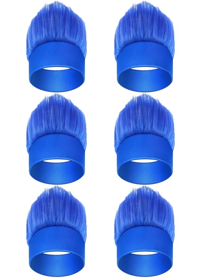 Popuid 6Pcs Hairy Headbands Flowy Troll Crazy Hair - Spirit Week Accessories Cheering Headwear Costume Adult (Blue) - Image 1