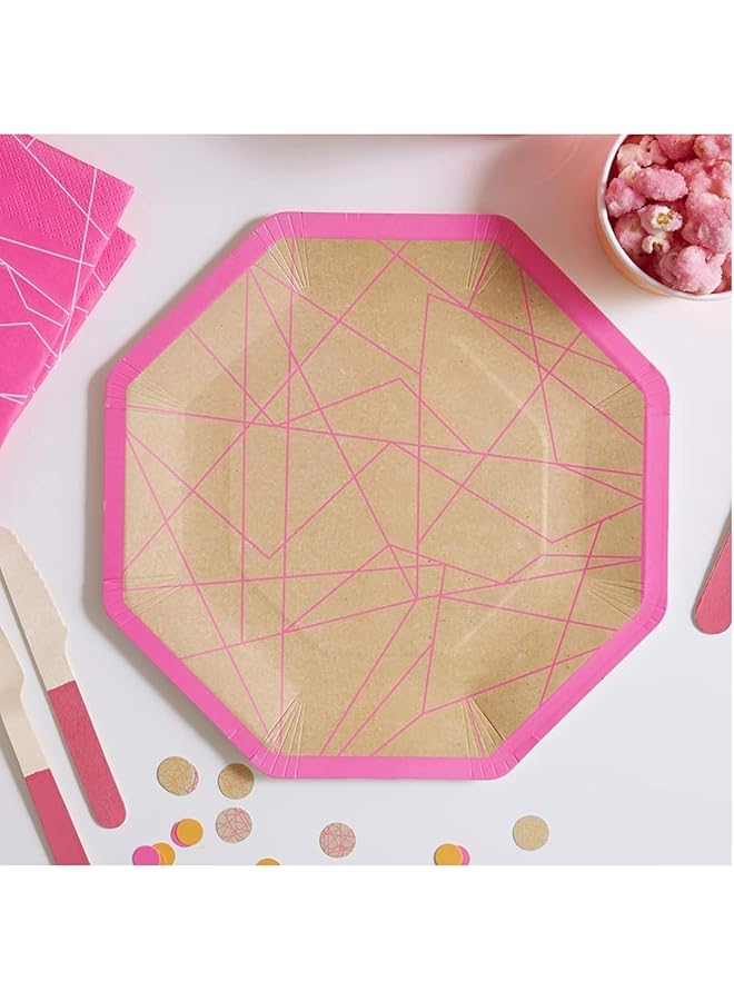 Ginger Ray Kraft & Neon Pink Plate