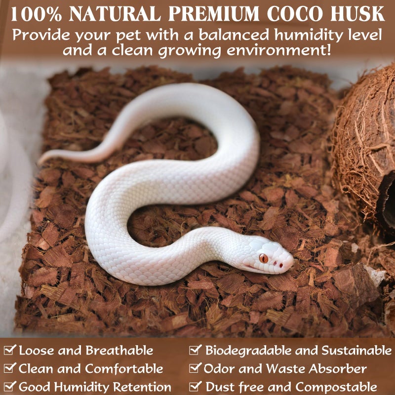 ZeeDix 10LBS Coconut Husk Chip Substrate for Reptiles, 72QT Compressed Organic Coco Coir Chips for Snake Habitat, Reptile Bedding for Ball Python, Tortoises, Geckos, Lizards Terrarium Tanks - Image 3