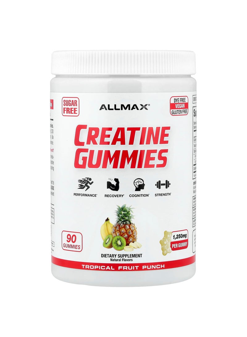 Allmax Creatine Gummies, Tropical Fruit Punch, 1,250 mg, 90 Gummies