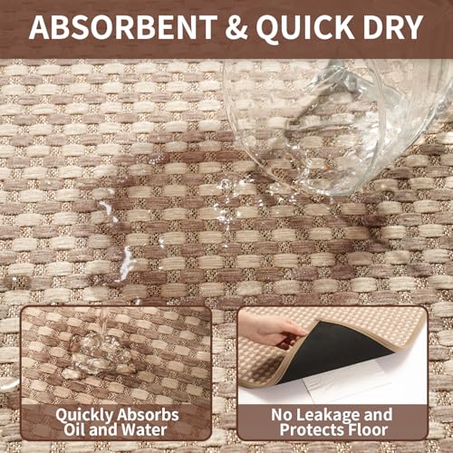 YDKGL Long Kitchen Runner Rugs Kitchen Mat Non Slip Washable, Super Absorbent Soft Chenille Braided Kitchen Mats for Floor, Rubber Backing Kitchen Floor Sink Standing Mat, Easy Clean, Brown 24"x71" - Image 4