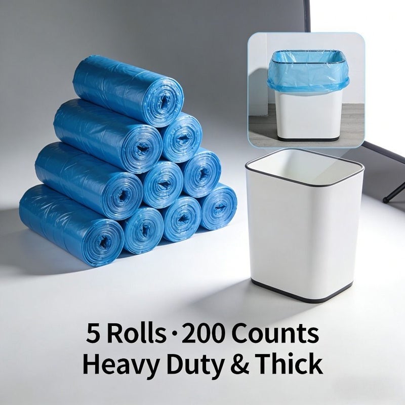 200 Large Blue Trash Bags Leak Proof Durable Polyethylene Multipurpose Use Home Office Kitchen Bathroom Outdoor - Image 1