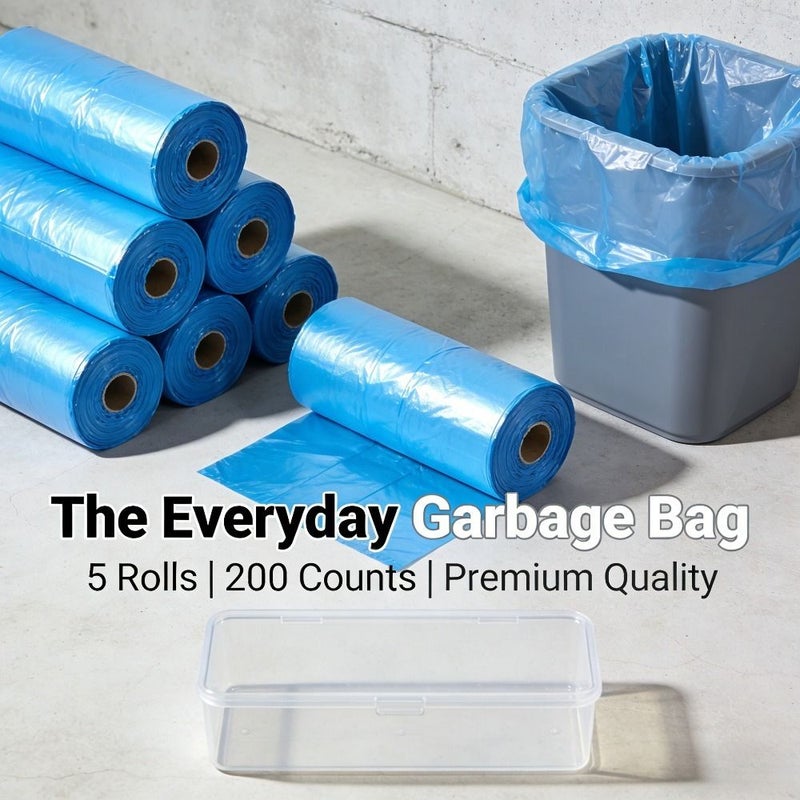 200 Large Blue Trash Bags Leak Proof Durable Polyethylene Multipurpose Use Home Office Kitchen Bathroom Outdoor - Image 5