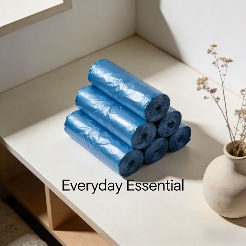 200 Large Blue Trash Bags Leak Proof Durable Polyethylene Multipurpose Use Home Office Kitchen Bathroom Outdoor - Image 2