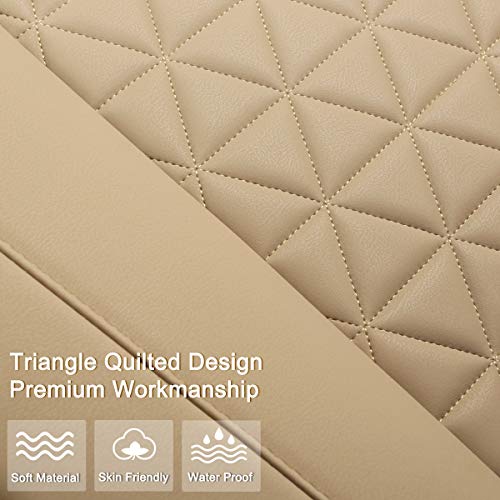 Black Panther غطاء مقعد السيارة الخلفي الفاخر من بلاستيك PU الأسود قابل للتعديل (49-55'') يناسب 90% من السيارات القياسية 5 مقاعد (سيدان SUV)، لأسفل المقعد فقط، تصميم خياطة مثلث، بيج - Image 3