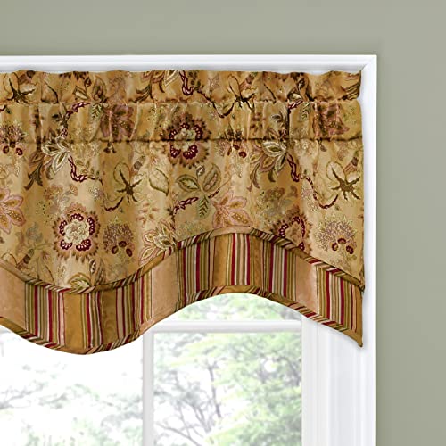 Waverly Traditions Navarra Farmhouse Scalloped Rod Pocket Valance for Windows in Bedroom, Kitchen, or Living Room, 52" x 16", Antique - Image 2