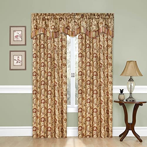 Waverly Traditions Navarra Farmhouse Scalloped Rod Pocket Valance for Windows in Bedroom, Kitchen, or Living Room, 52" x 16", Antique - Image 4