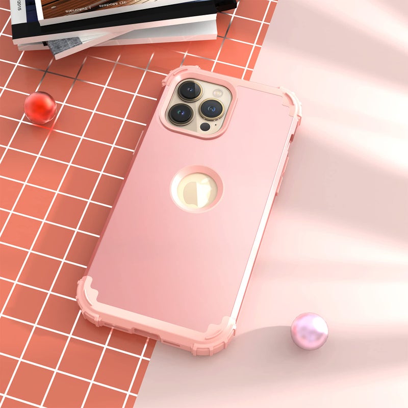 IDweel for iPhone 14 Pro Max Case,for iPhone 14 Pro Max with Screen Protector for Women, 3 in 1 Shockproof Slim Fit Hybrid Heavy Duty Hard PC Cover Soft Silicone Bumper Full Body Case,Rose Gold - Image 3
