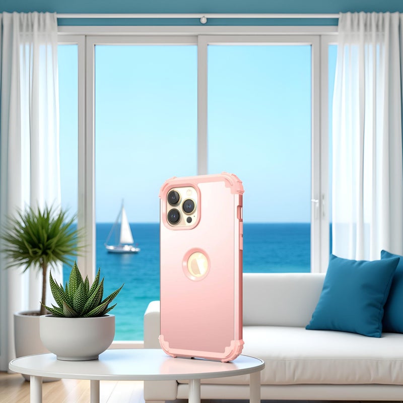 IDweel for iPhone 14 Pro Max Case,for iPhone 14 Pro Max with Screen Protector for Women, 3 in 1 Shockproof Slim Fit Hybrid Heavy Duty Hard PC Cover Soft Silicone Bumper Full Body Case,Rose Gold - Image 4