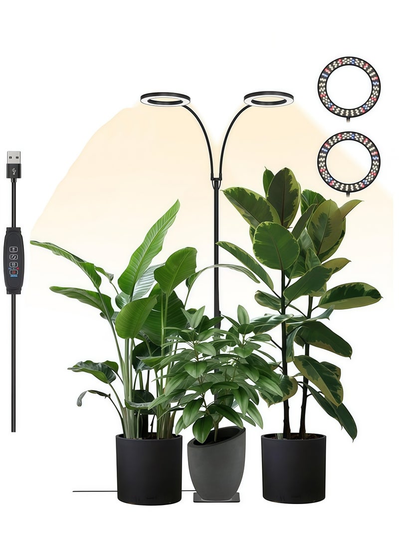 Grow Light with Stand, Dual-Head Full Spectrum LED Plant Lights for Indoor Growing, 3 Color Modes & Timer 3/6/12H, 10 Dimmable Levels, 23.5-68" Height Adjustable - Image 1