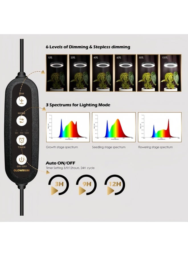 Grow Light with Stand, Dual-Head Full Spectrum LED Plant Lights for Indoor Growing, 3 Color Modes & Timer 3/6/12H, 10 Dimmable Levels, 23.5-68" Height Adjustable - Image 4