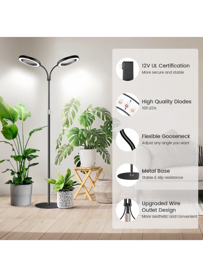 Grow Light with Stand, Dual-Head Full Spectrum LED Plant Lights for Indoor Growing, 3 Color Modes & Timer 3/6/12H, 10 Dimmable Levels, 23.5-68" Height Adjustable - Image 5