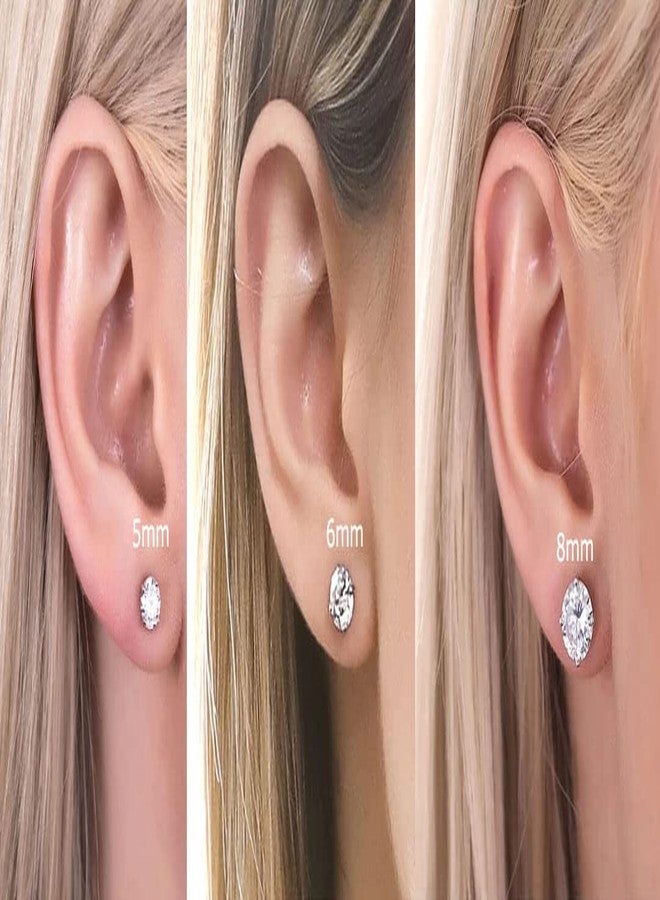 Renkovte Unisex Flat Screw Back CZ Stud Earrings,20G Small Cubic Zirconia Studs for Women Girls Cartilage Helix Tragus Piercing Hypoallergenic (6mm CZ, Gold Earrings) - Image 4