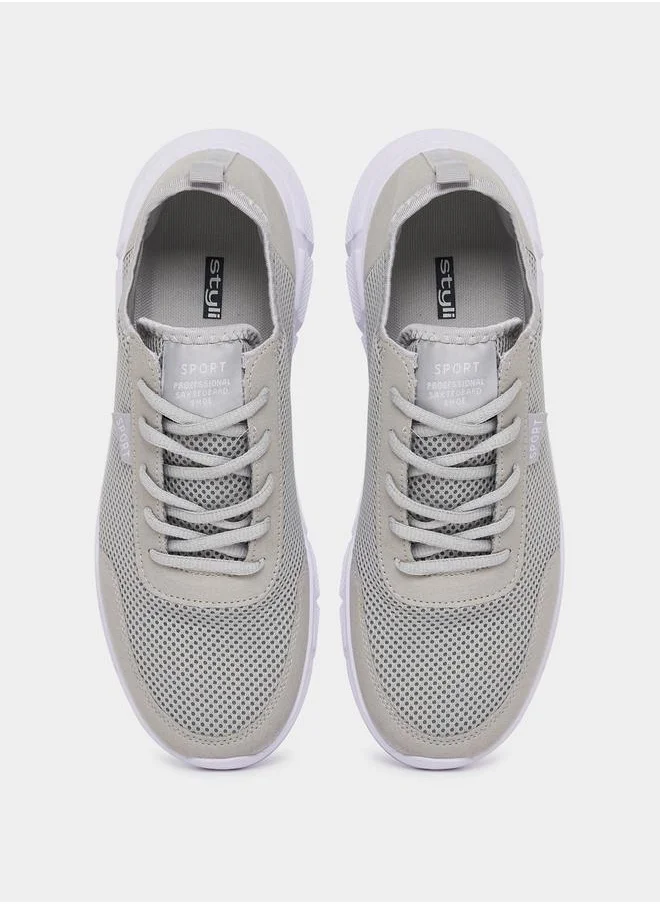 Styli Breathable Lightweight Mesh Lace Up Sneakers